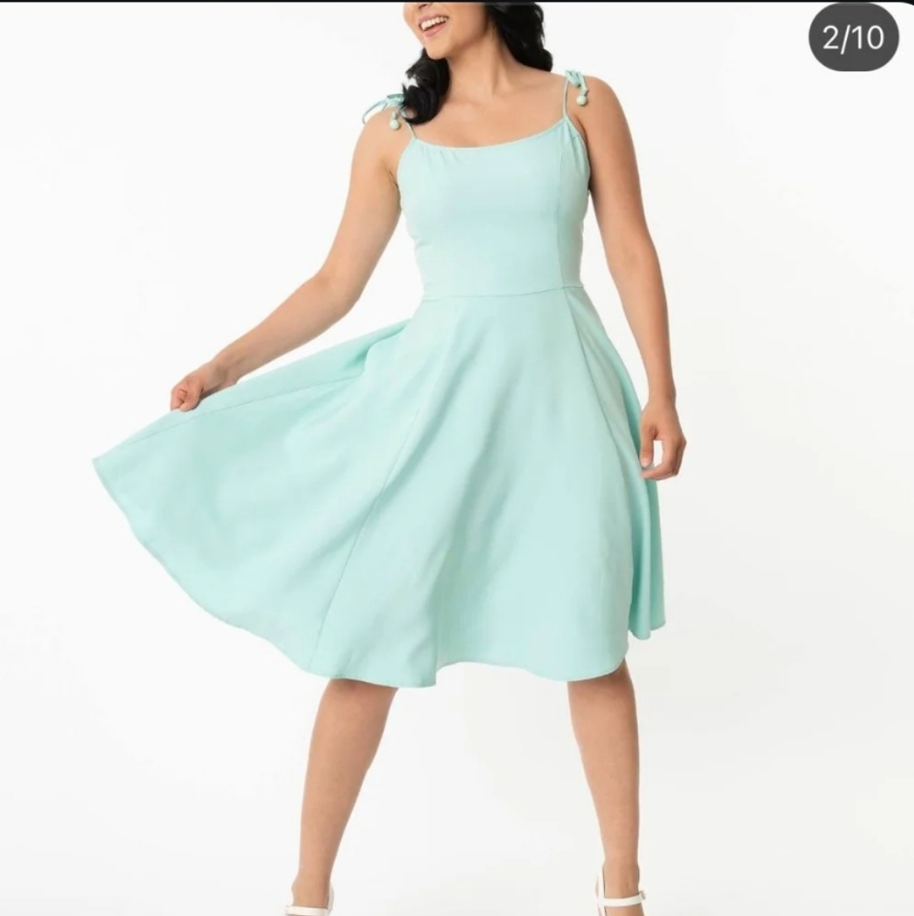 Unique Vintage Mint Green Retro Dress